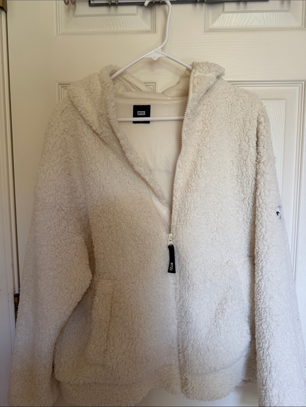 Cozy Cream Sherpa Zip-Up Hoodie Jacket
